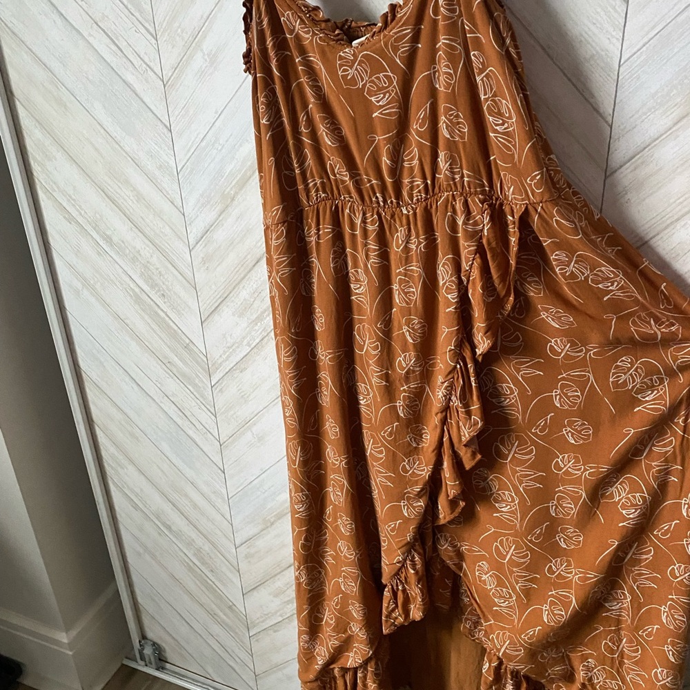Orange Asymmetrical Ruffled Sundress - Picture 8 of 9